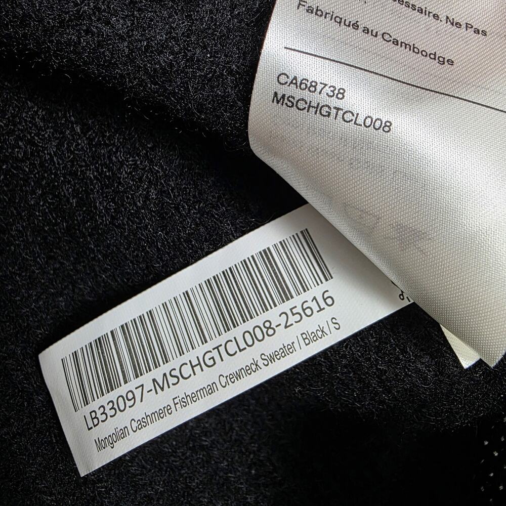 Quince 100% Mongolian Cashmere Black Fisherman Ribbed Crewneck Sweater NWT S - Picture 10 of 11